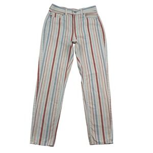American Eagle Outfitters Striped High Waisted Mom Jeans Women 4 Hippie Retro